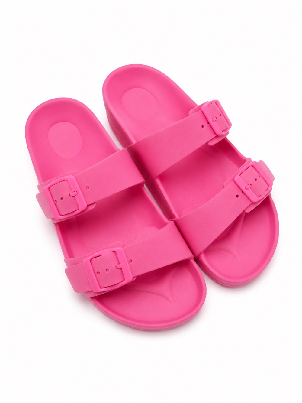 Shade & Shore Pink Double Buckle Platform Sandals